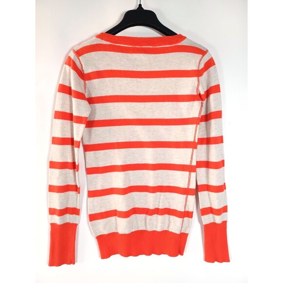 Aeropostale Y2K Knit Sweater Medium Deep V Striped Colorful Logo Preppy Twee - Picture 5 of 9